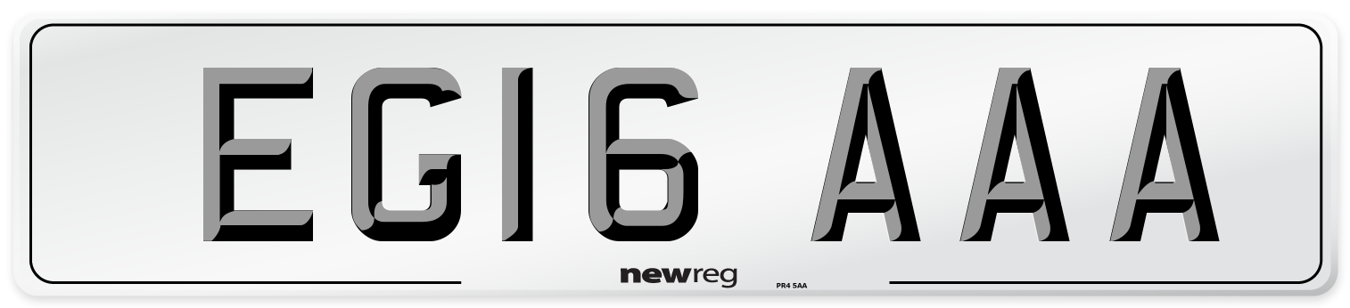 EG16 AAA Number Plate from New Reg